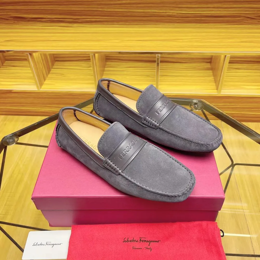 Men's shoes💰560Ferragamo High-end quality🔥 Gray cow suede➕Cow leather lining Size 38-45
